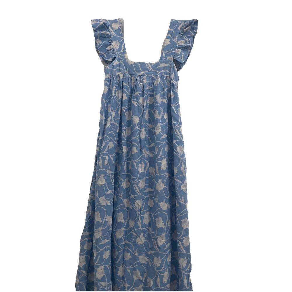A New Day Linen Dress XS Floral Long Maxi Flutter Easter Feminine Cottagecore